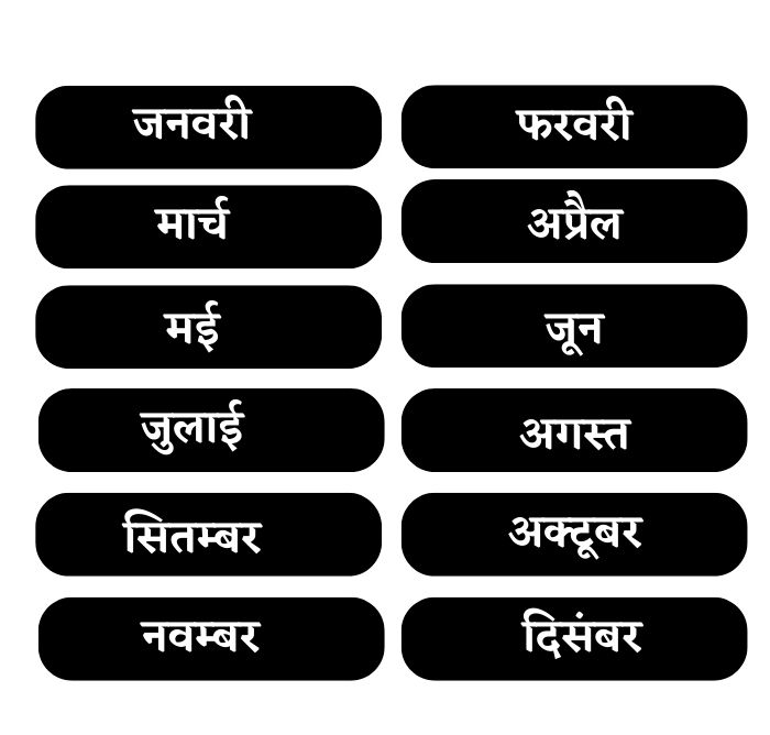 Names of Months in Hindi